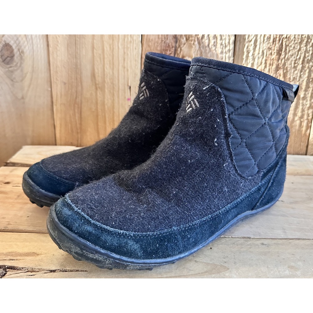 Columbia Comfort Ankle Boots Slippers Black Nylon Waterproof Sz 7 Women's